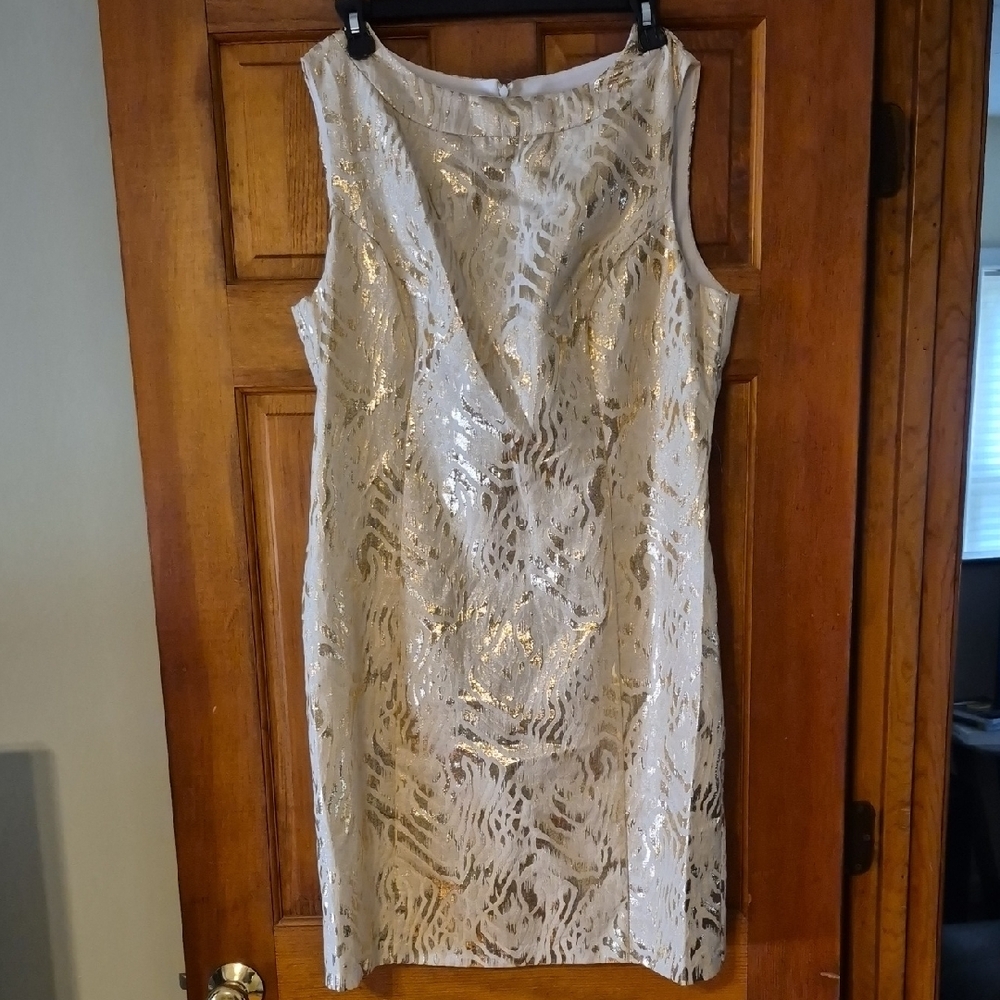 Spiegel Shimmering Gold and Cream Mini Dress